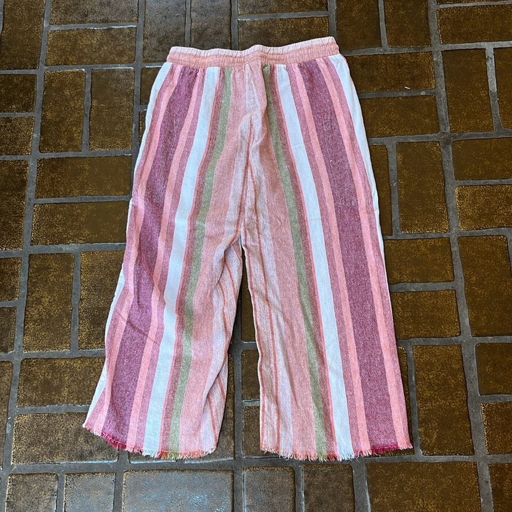 Striped Ankle Crop Pants in Pink Stripe - Picture 3 of 14